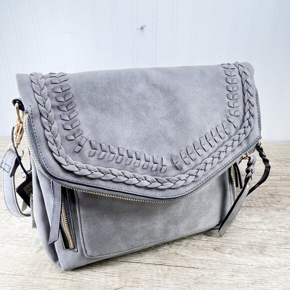 Braided Suede Gray Boho Handbag by Juniper & Joy New with Tags - Picture 1 of 11